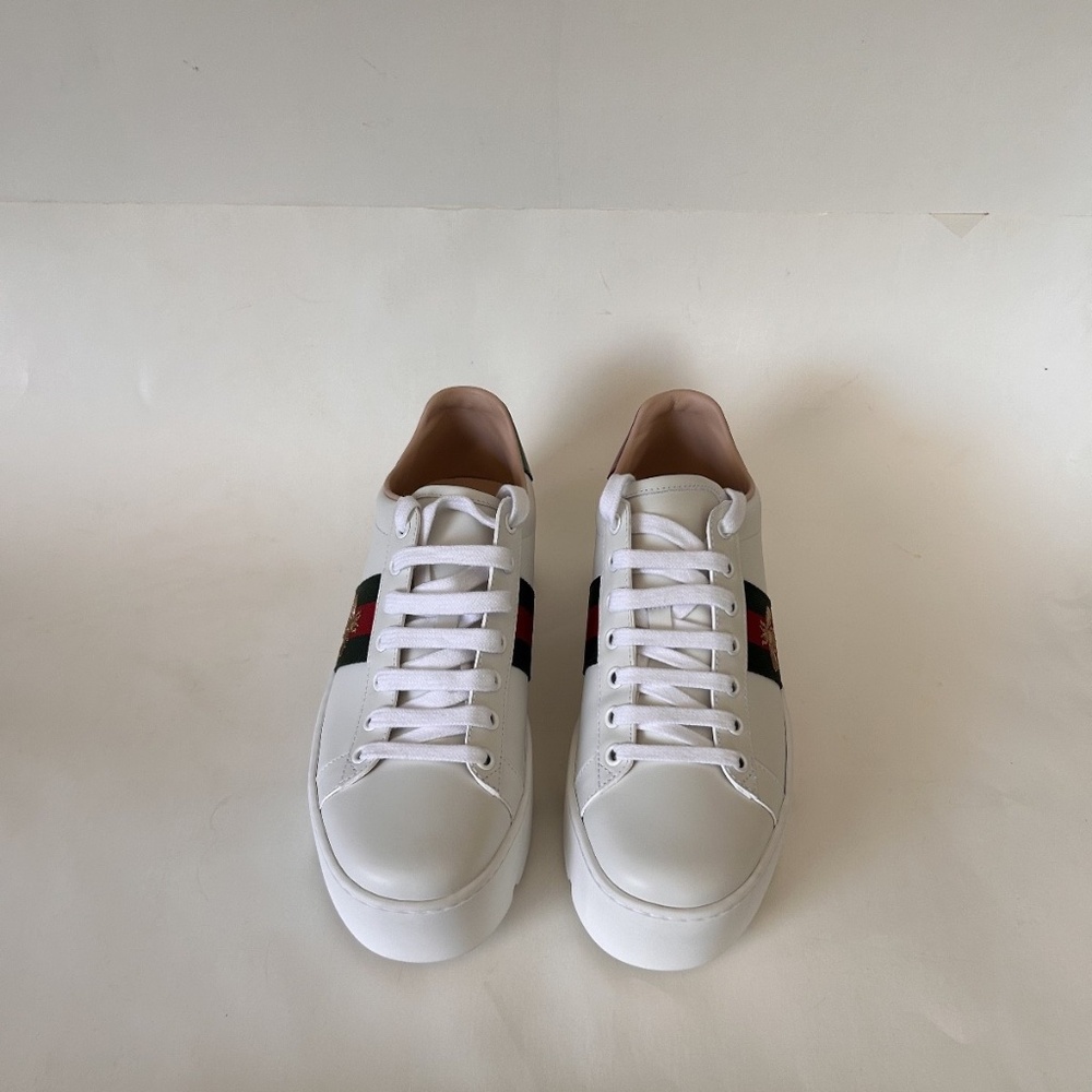 GUCCI Ace Women's White Leather Platform Sneakers Size 8.5 NIB 577573 - Picture 8 of 12